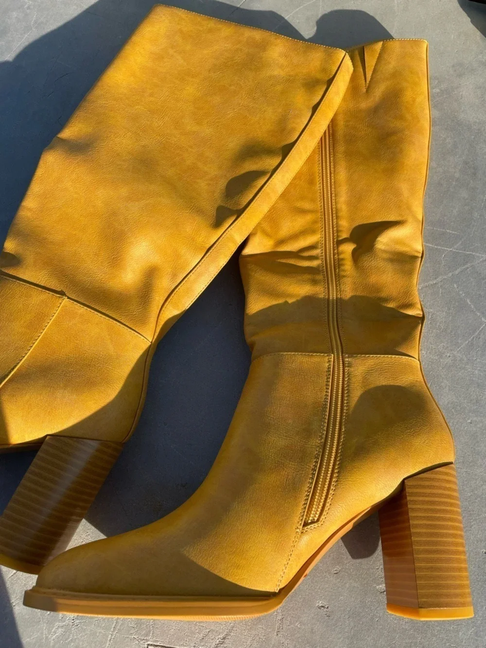 Topwalks Women's Tall Knee High Boots Mustard Yellow Size 8